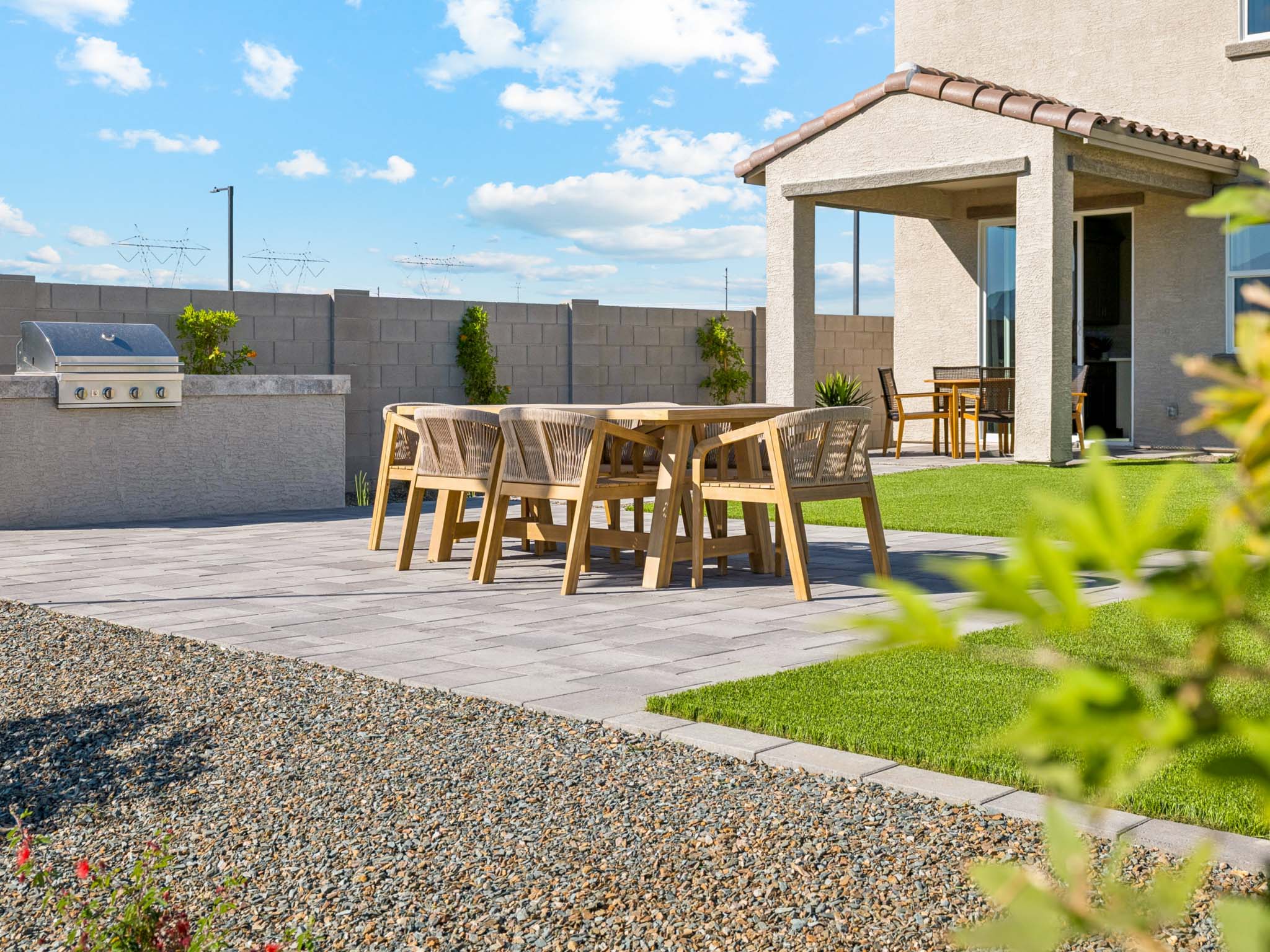 A group of tables outside.