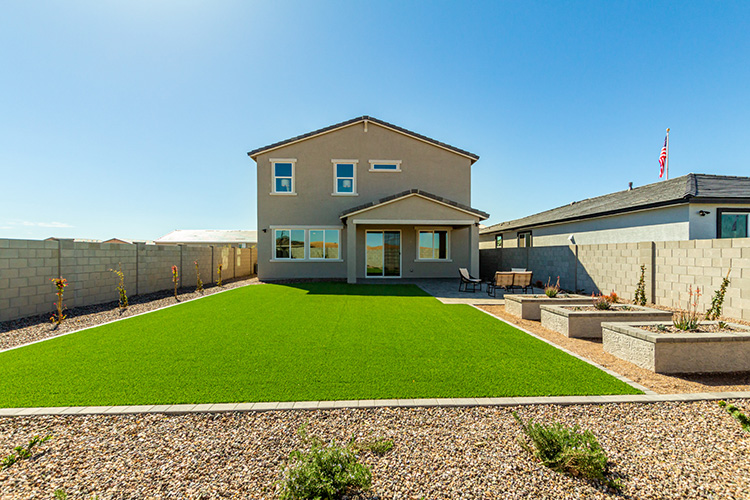 A house with a lawn.