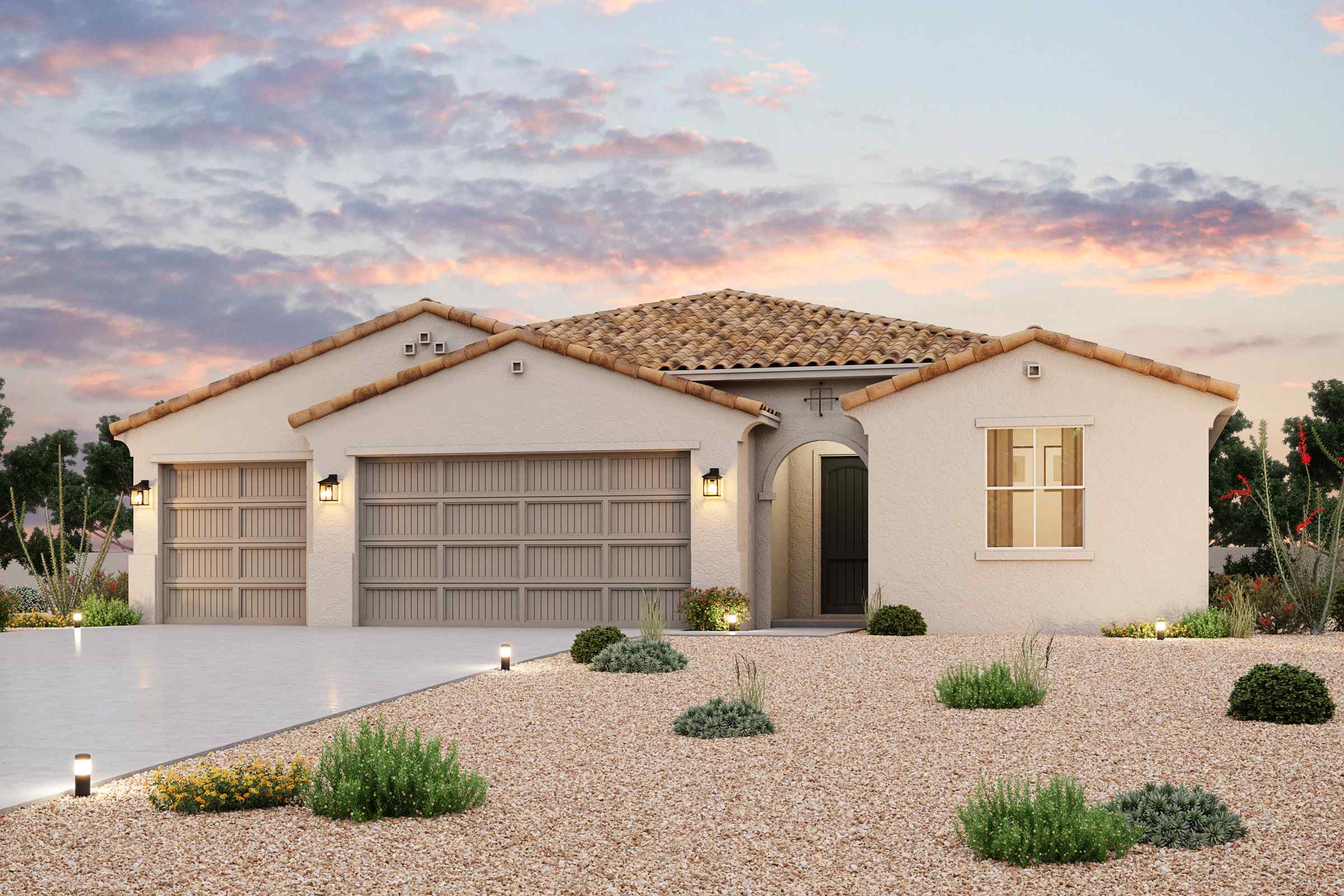 A house with a garage.