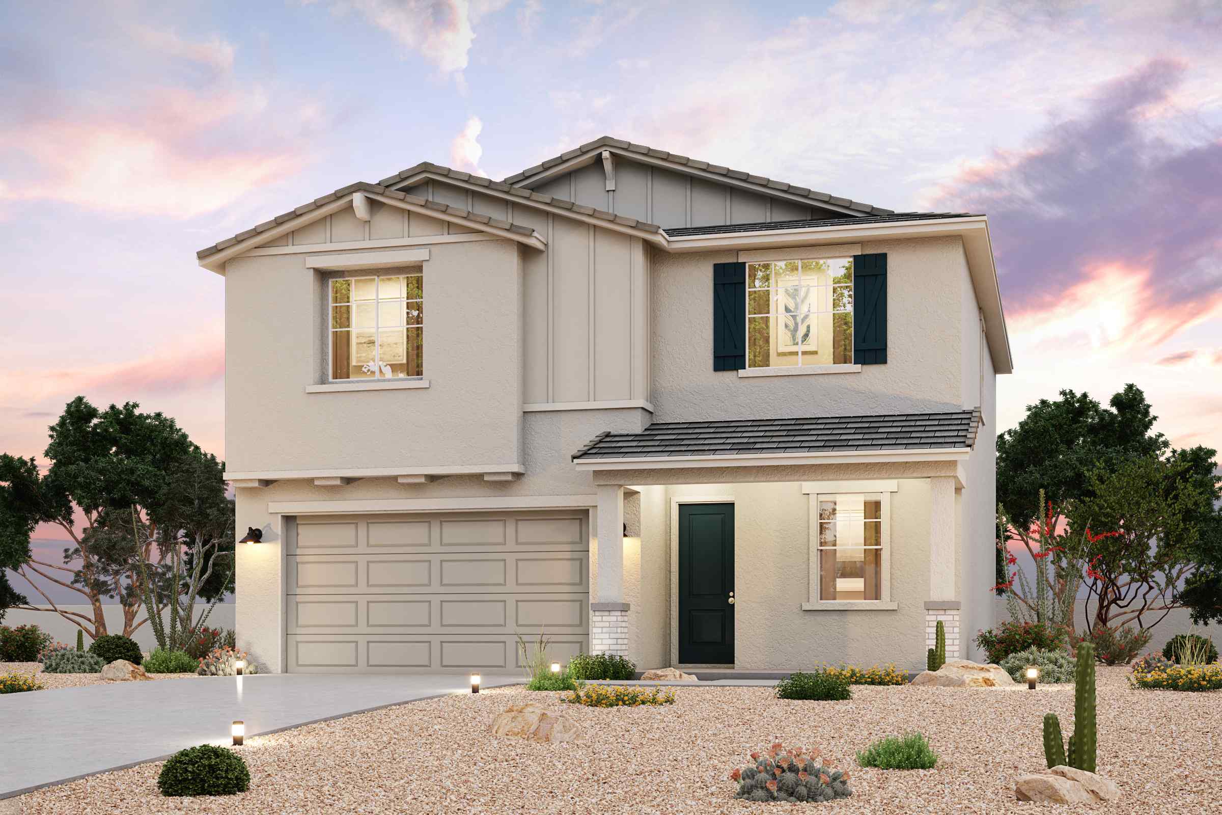 A house with a garage.