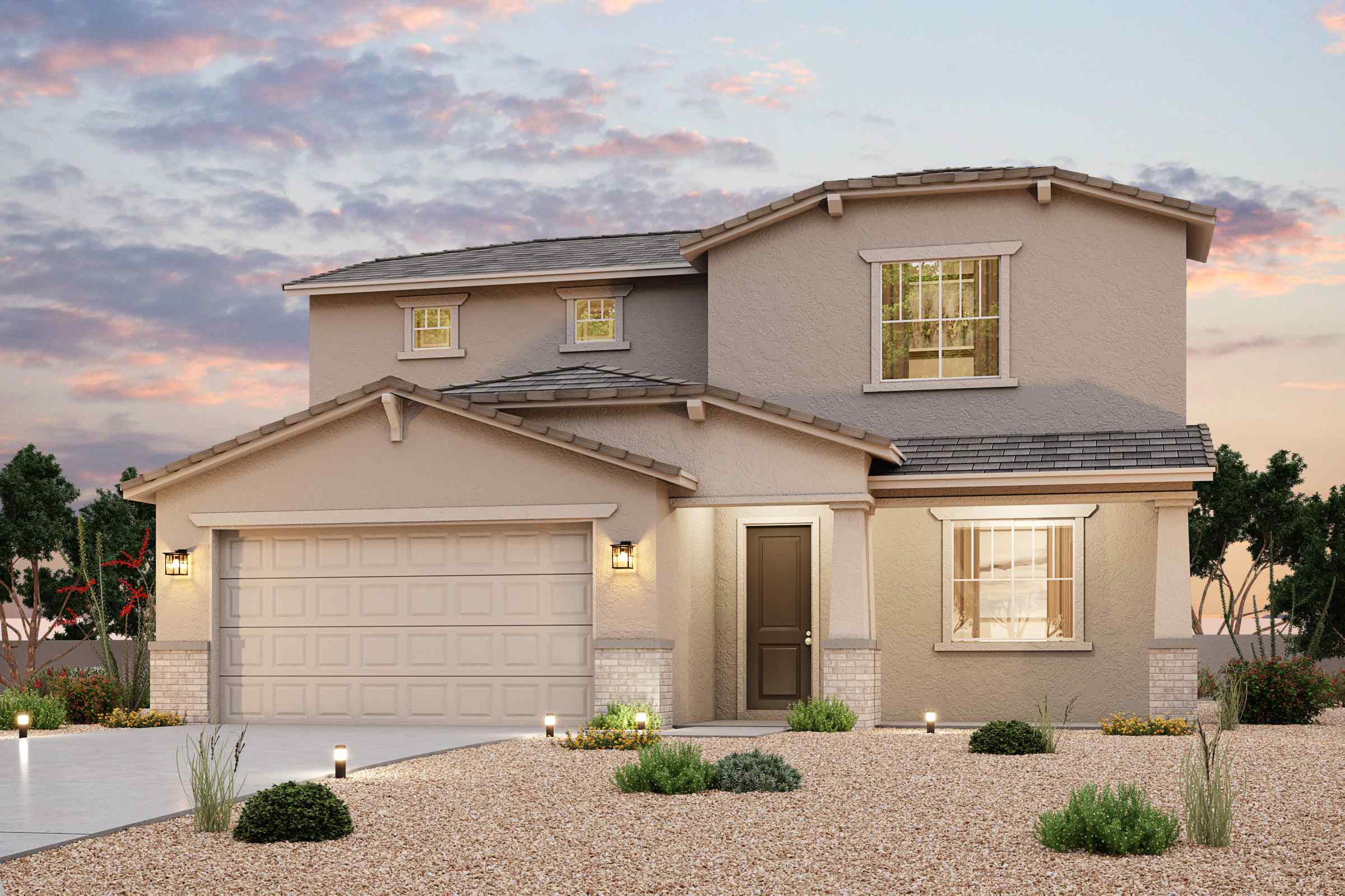 A house with a garage.