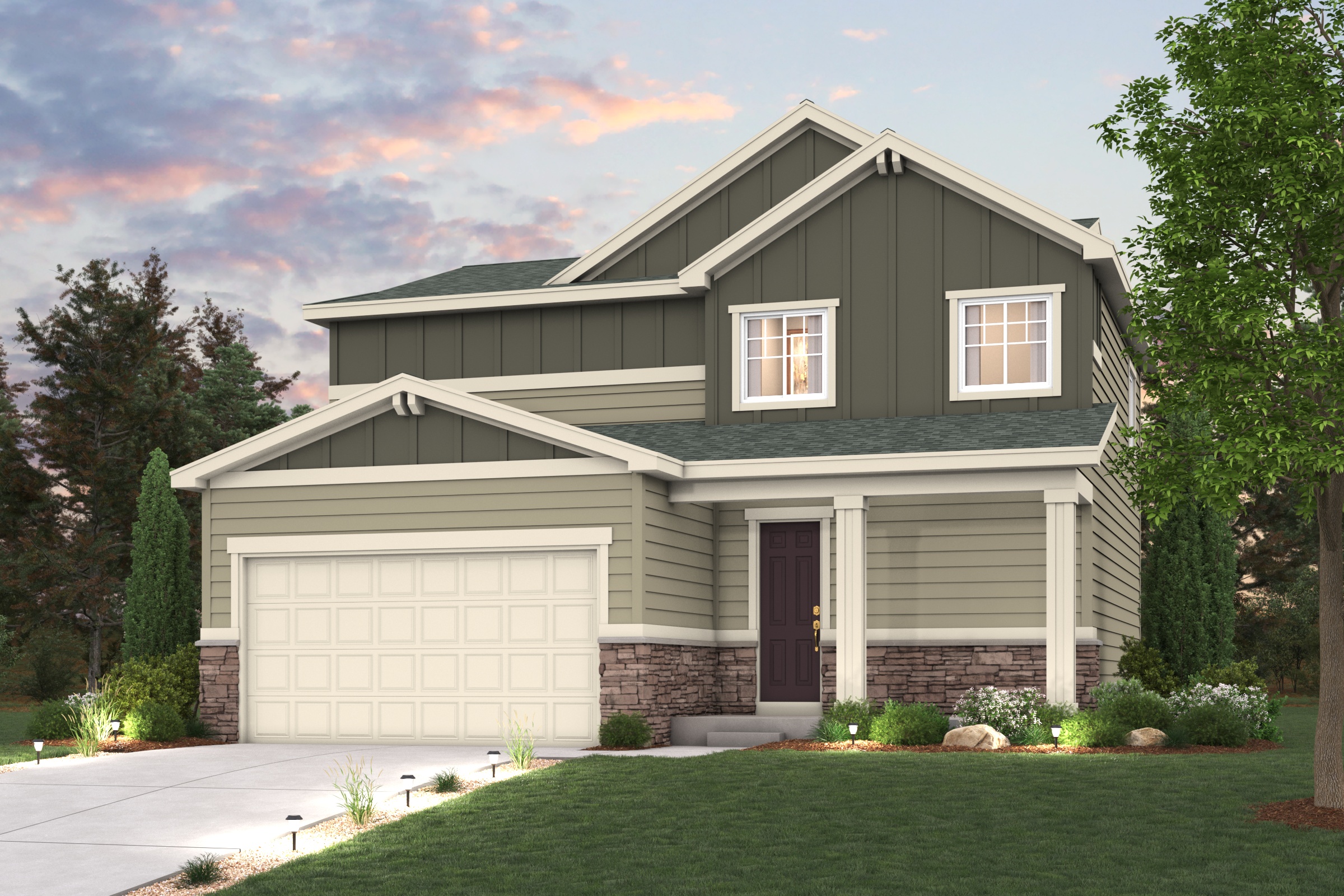 A house with a garage.