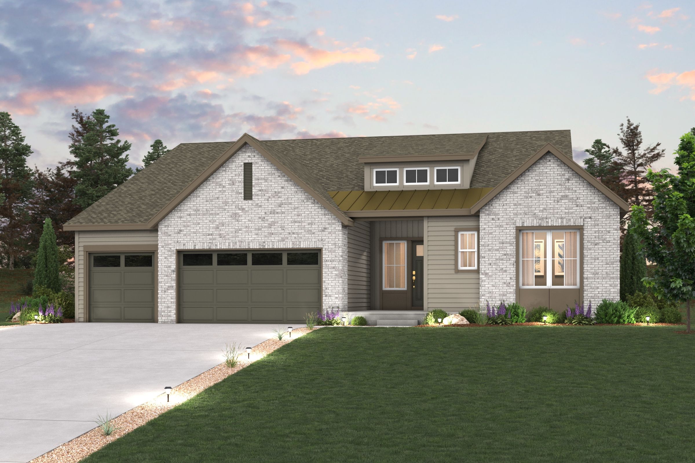 A house with a large front yard.