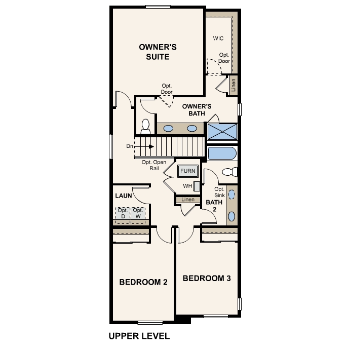 Diagram, engineering drawing. Rosewood Floorplan, Upper Level