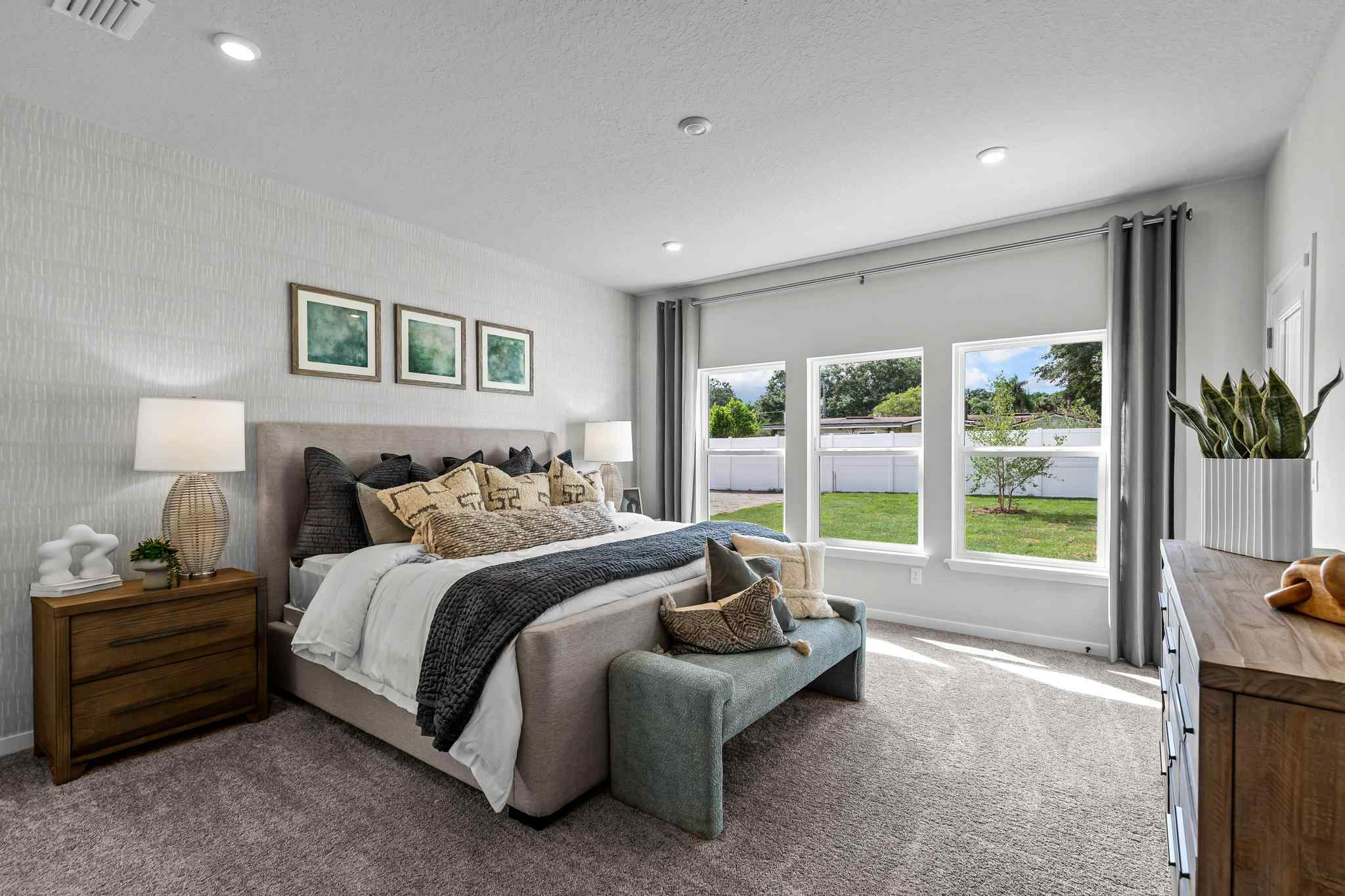 A room with a bed and a couch.