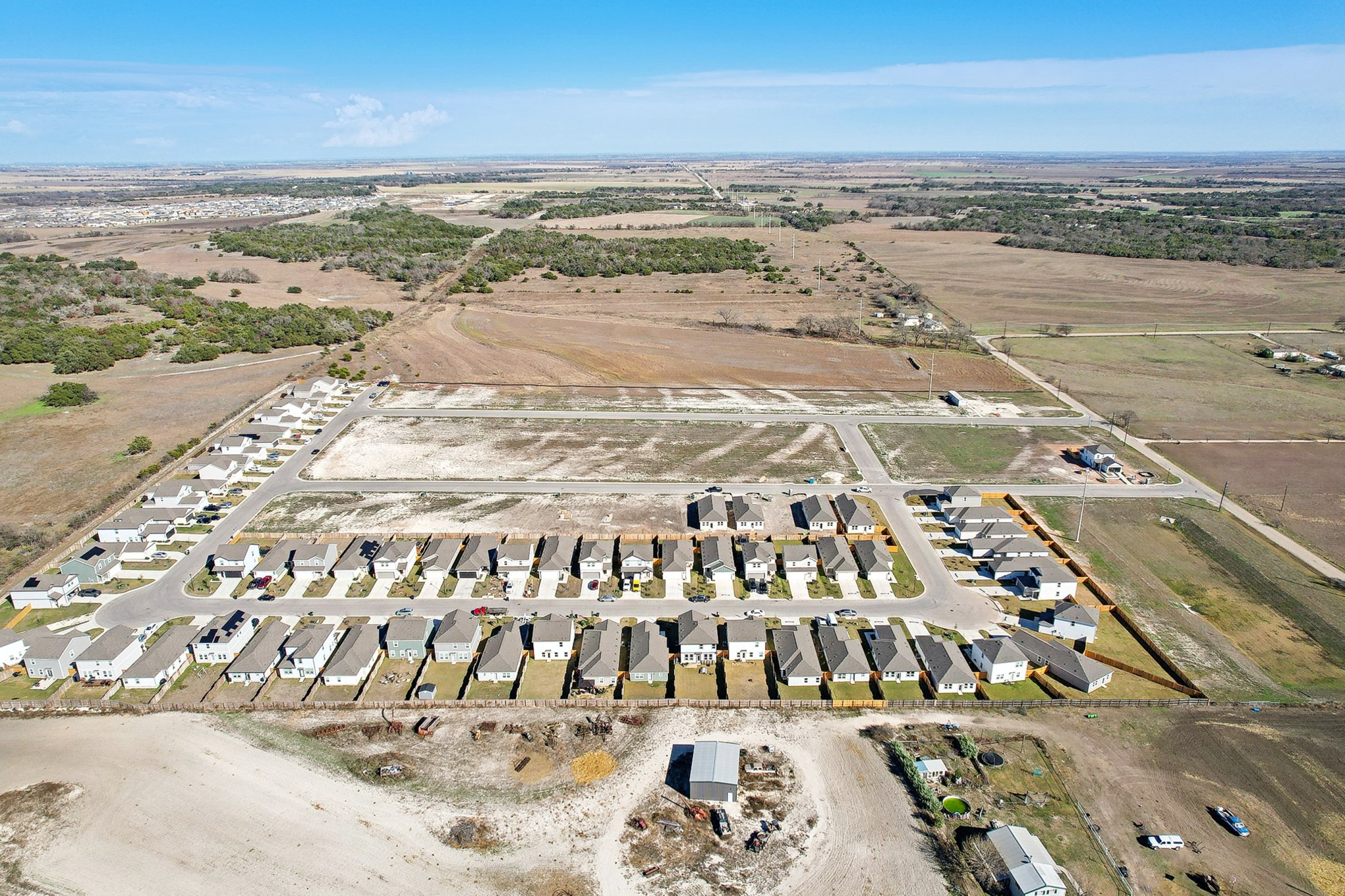 A large area with many buildings.