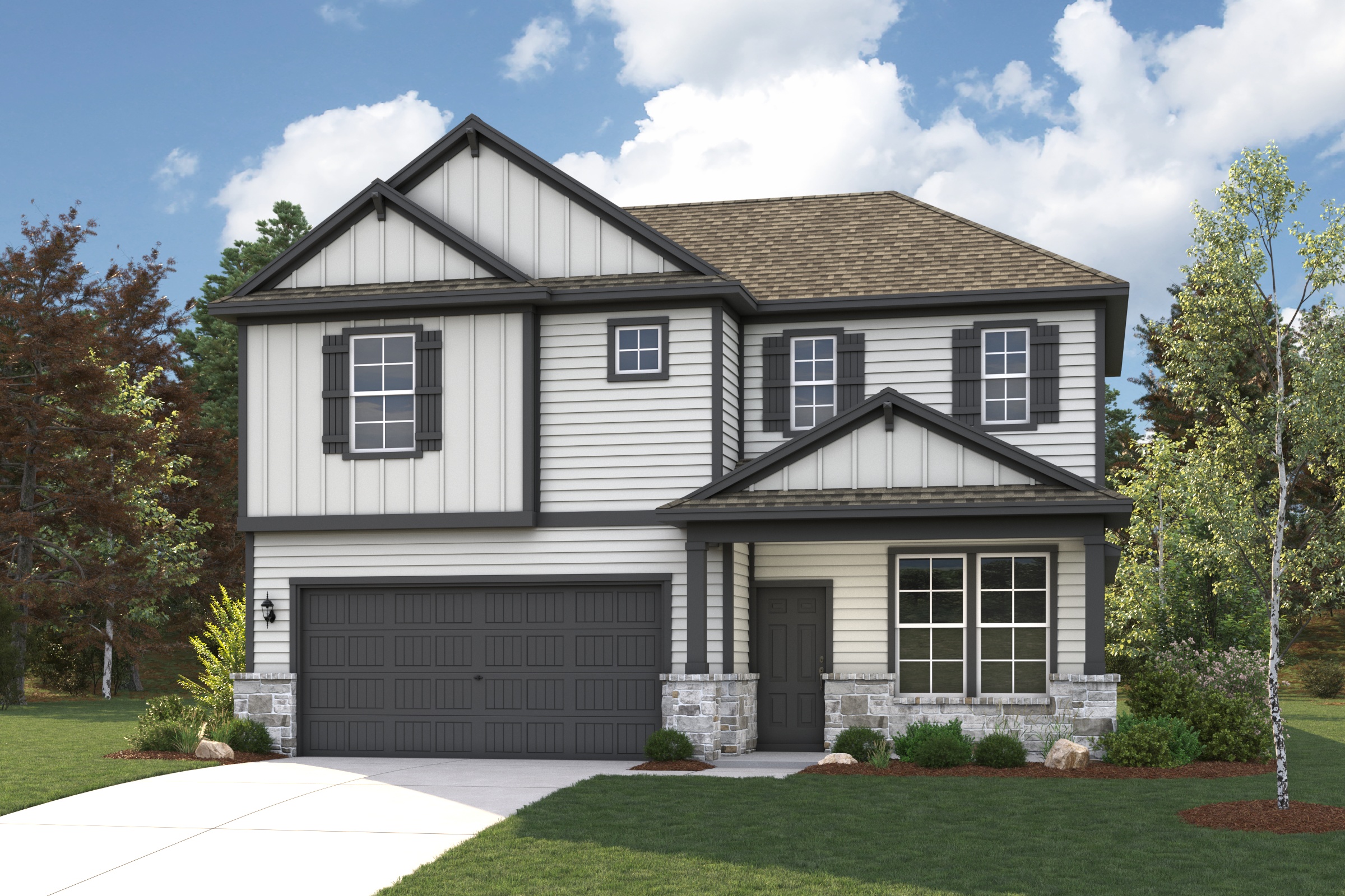 A house with a garage.