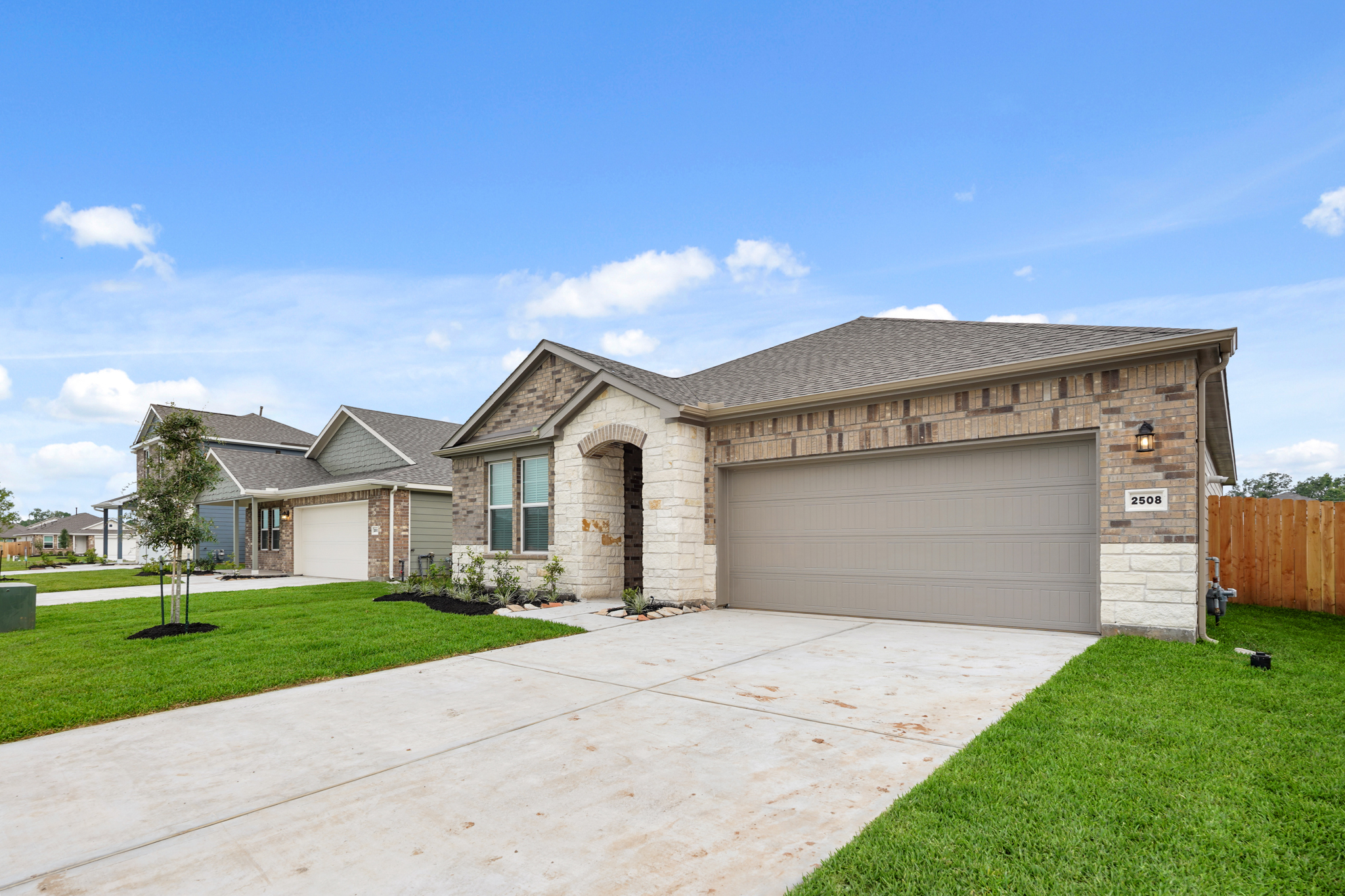 A house with a garage.