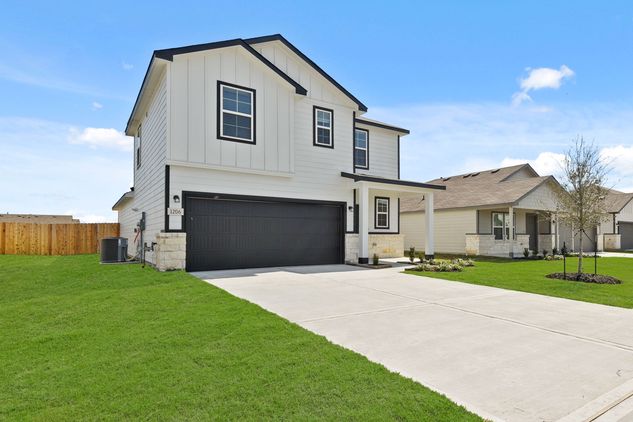 A house with a garage.