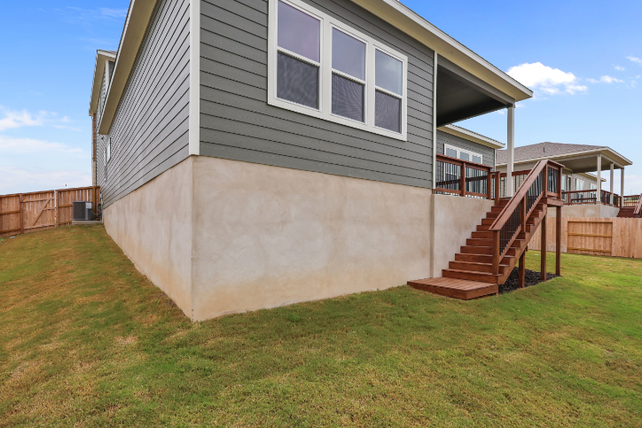 A house with a staircase.