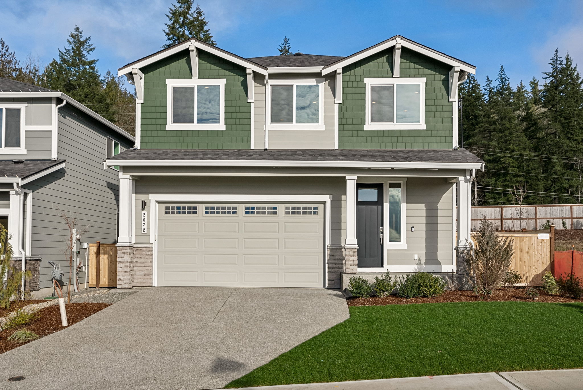 A house with a garage.