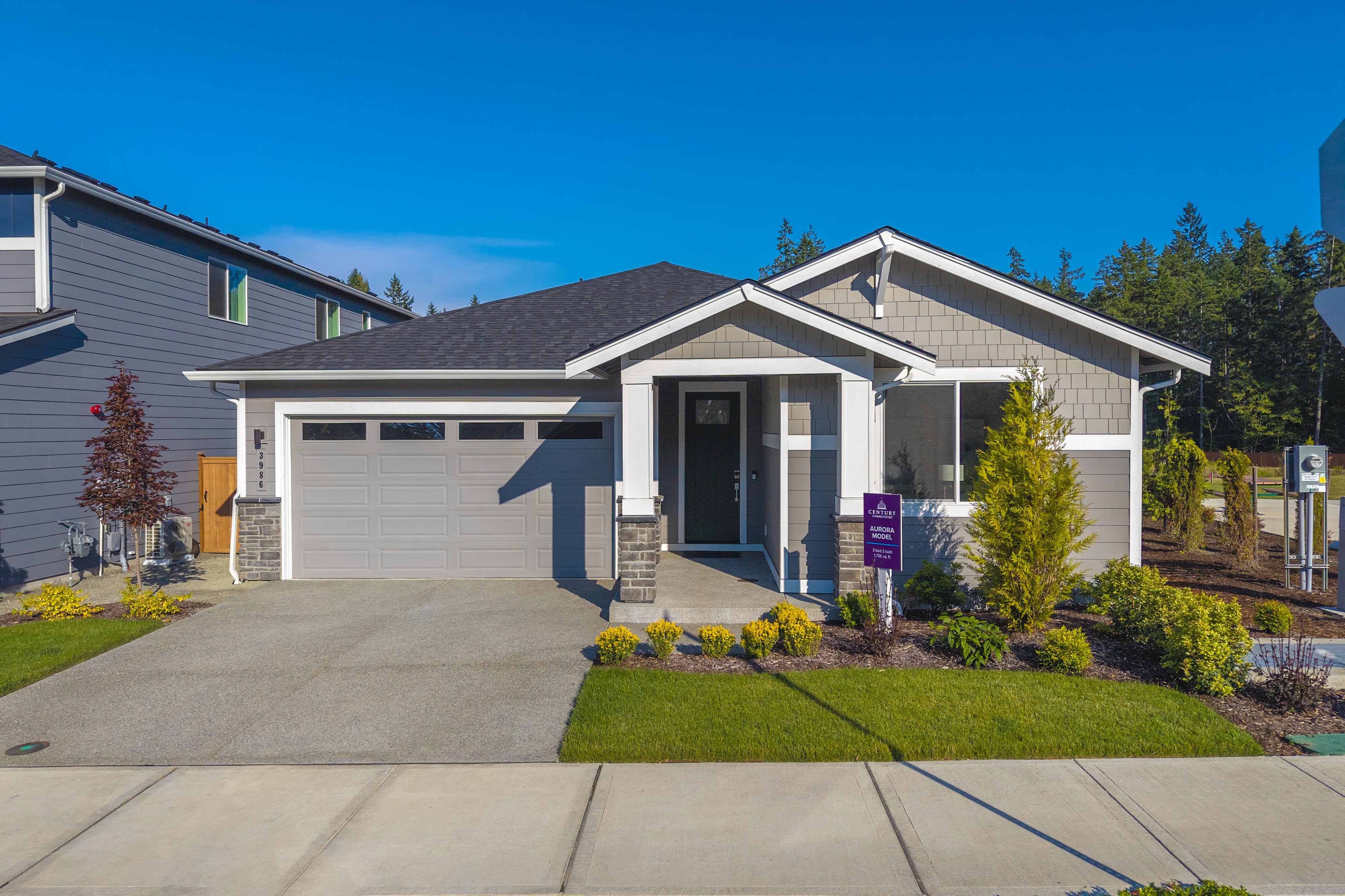 A house with a garage.