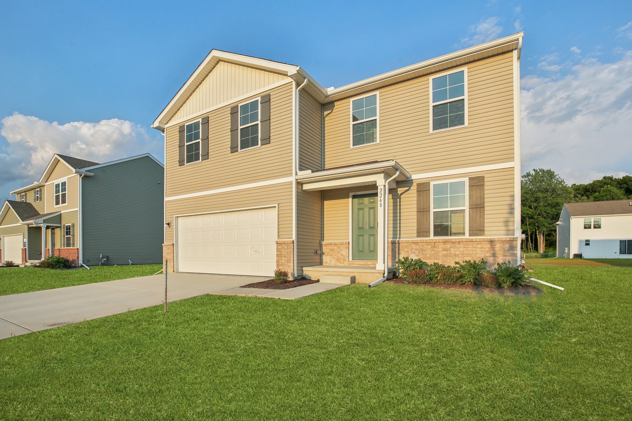 A house with a lawn.